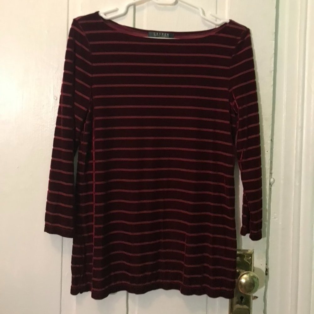 Ralph Lauren Velvet Stripe Boatneck Top